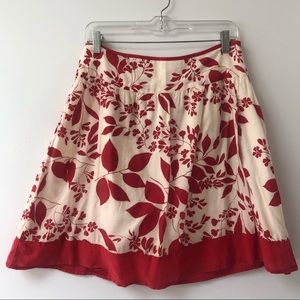 Tropical Floral Print Red and White Skirt